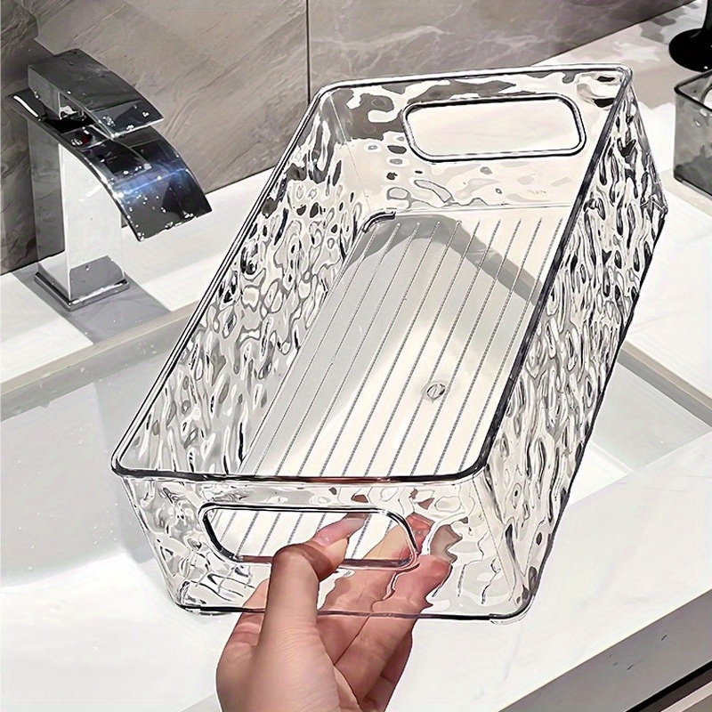 Glaciärmönstrad kosmetikaförvaringslåda, lätt lyxig och högkvalitativ badrumslåda för skrivbordet, plastförvaringskorg