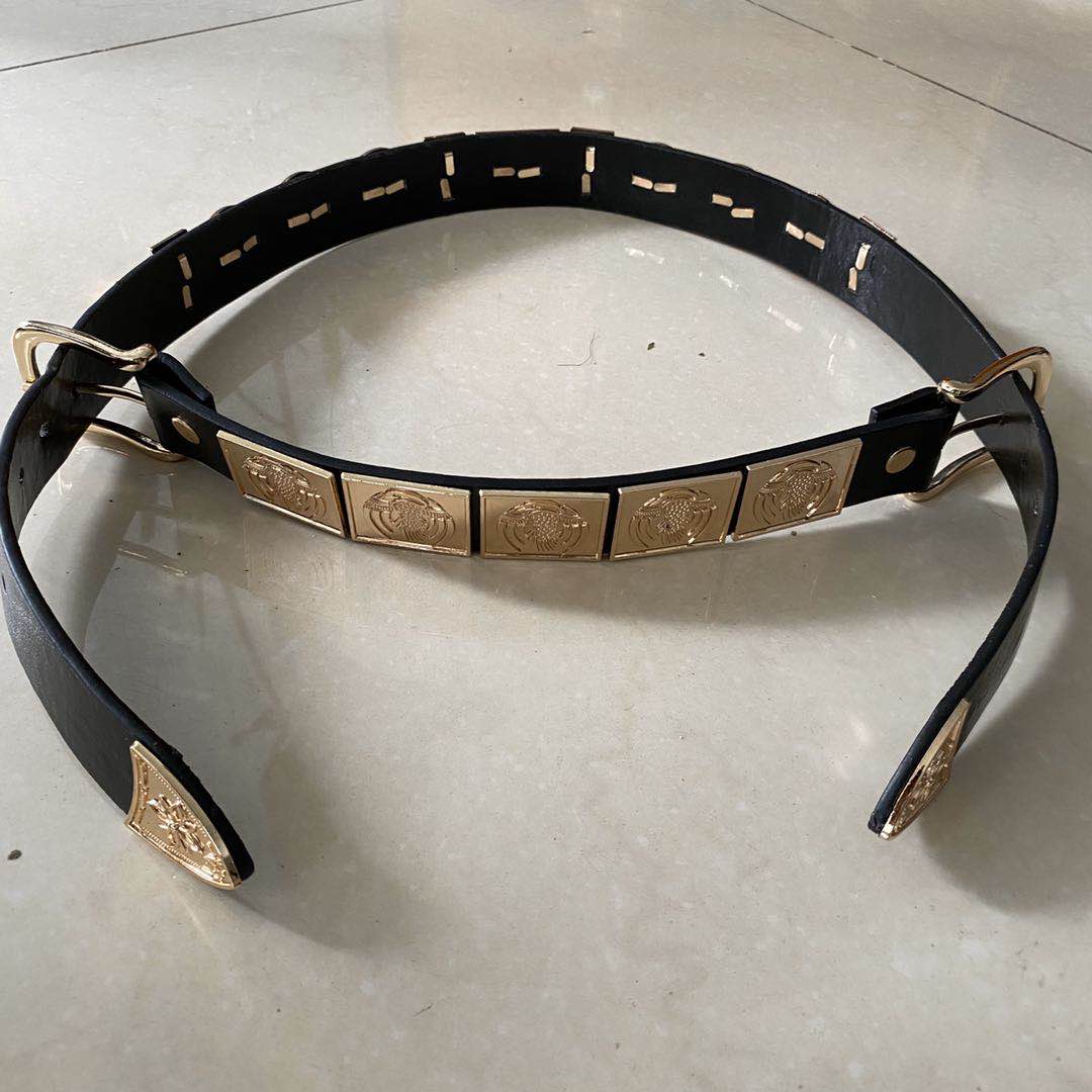2022 chinese men&#39;s hanfu belt leather belt men&#39;s chinese rivet buckle punk belt men&#39;s rock style cowboy metal belt waistband: color3