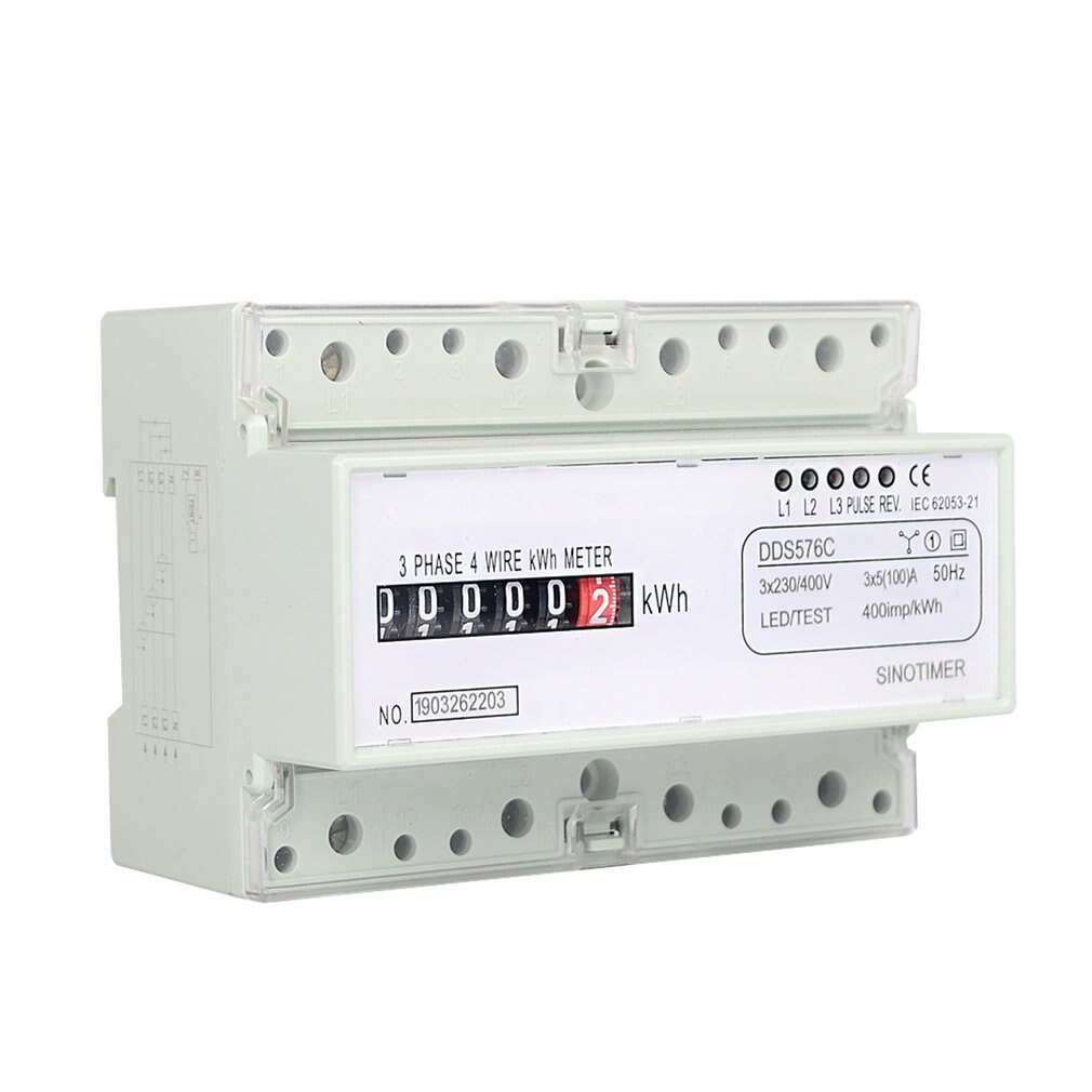 SINOTIMER DDS576C trifásico 7P 4 cables, contador de energía analógico, Monitor de potencia de simulación, carril DIN con salida de pulso