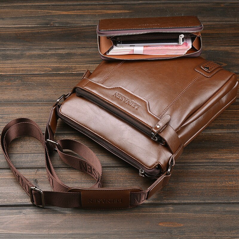 Collectie Business Lederen Mannen Messenger Bags Aktetas Voor Document Handtas Satchel Portfolio Korte Tas Voor Telefoon