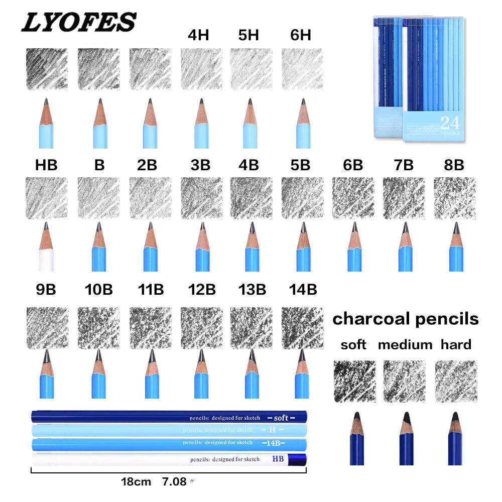 24/36pcs Sketch Pencil Set Sketching Drawing Kit Wood Pencil Pencil Bags School Students Art Supplies