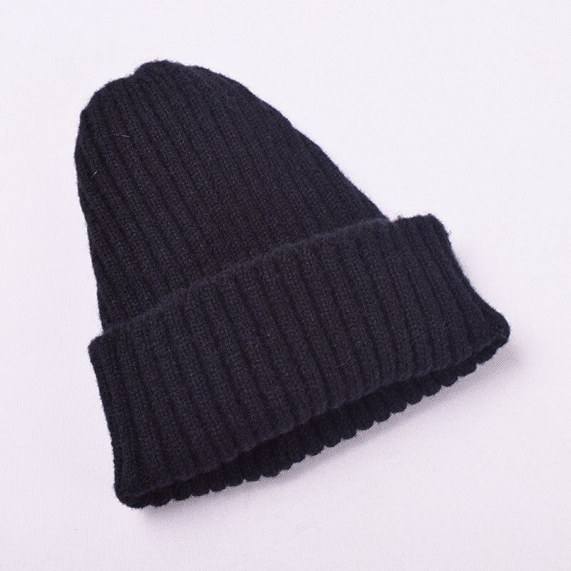 Vinter hue til kvinder trend dame uld strik hue uld hue dame hat afslappet vild dame hat: Sort