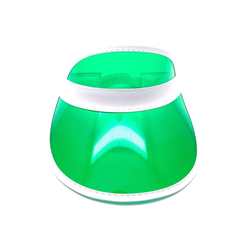 10 Kleuren Vrouwen Mannen Transparante Pvc Plastic Zonnescherm Hoed Frosted Zoete Snoep Kleur Lege Open Top Sport Strand Zonneklep: green