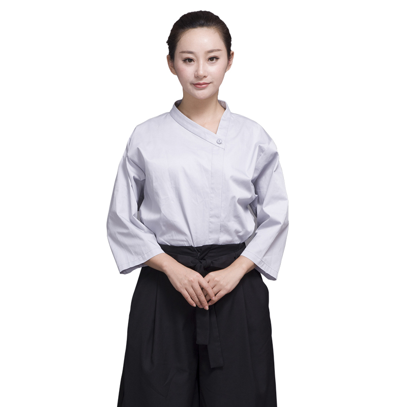 Unisex Japanese Style Medium Sleeve Cook Uniform Restaurant Chef Uniform Waiter Work Wear Cook Clothes F98745