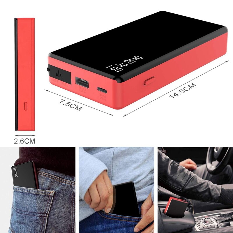 Car Jump Starter, 600A Peak 12V Output Portable Battery Booster for Below 3.0 L Engine, with Clamp, Flashlight