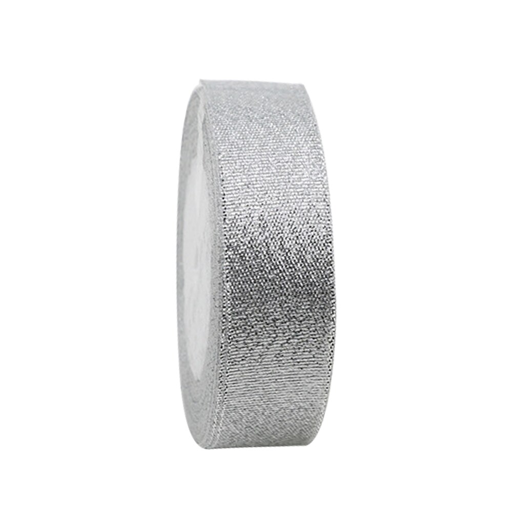 25 yards glitter silverband julband för att slå in julband för hantverk organza band till julgran: Silver-