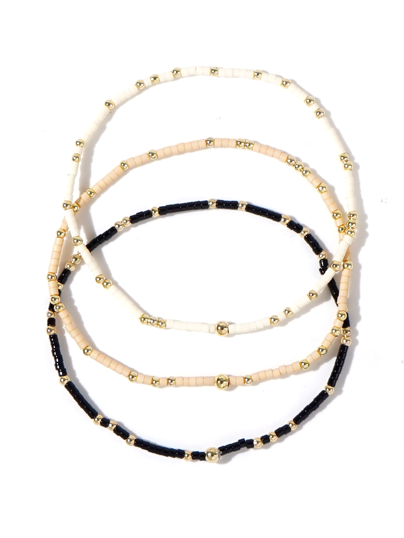 Perles de riz colorées de Style bohème d'été, 3 pièces, perles en cuivre de 2mm, Bracelet de perles empilées: PLAQUÉ ARGENT