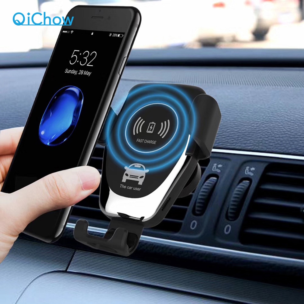 Cargador inalámbrico rápido Qi para coche, soporte inteligente de teléfono para coche, para iPhone XS Max XR X Samsung S10 S9