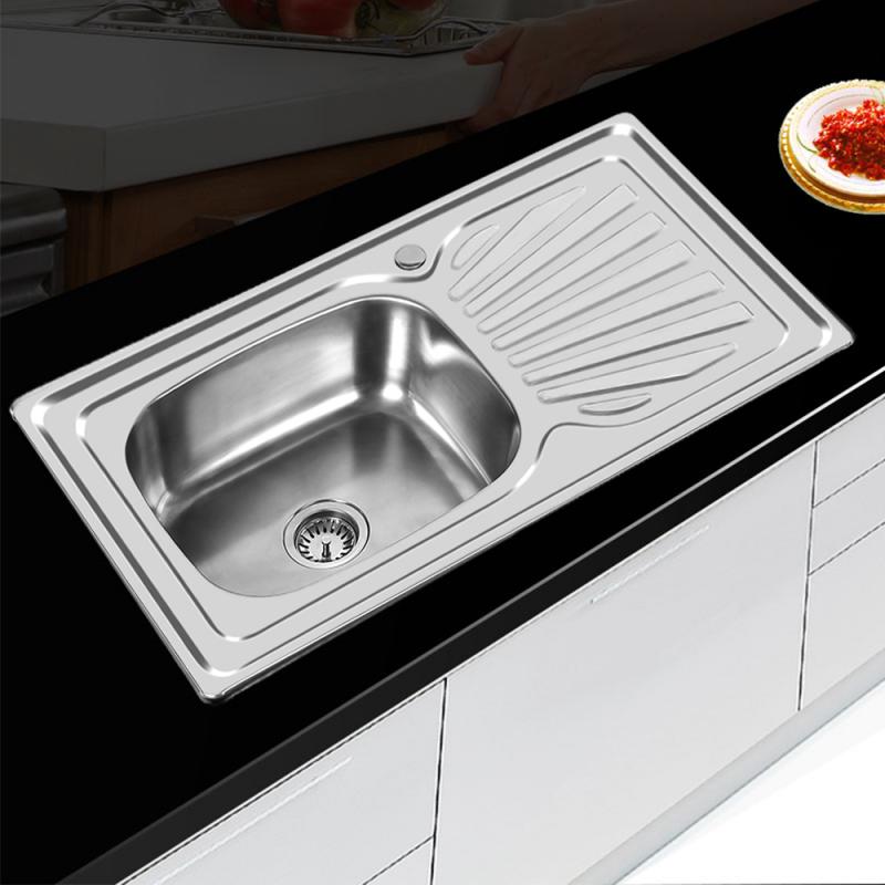 Rvs Spoelbak Spoelbak Gootsteen Gootsteen Enkele Wastafel Verdikte Spoelbak Grote Single Slot Set Keuken Armatuur Hwc