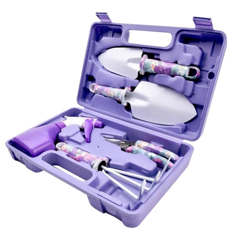 10 pièces/ensemble jardin outils de jardinage ensemble ergonomique truelle râteau désherbeur cisailles pulvérisateur avec étui de transport PAK55: Five-piece Set