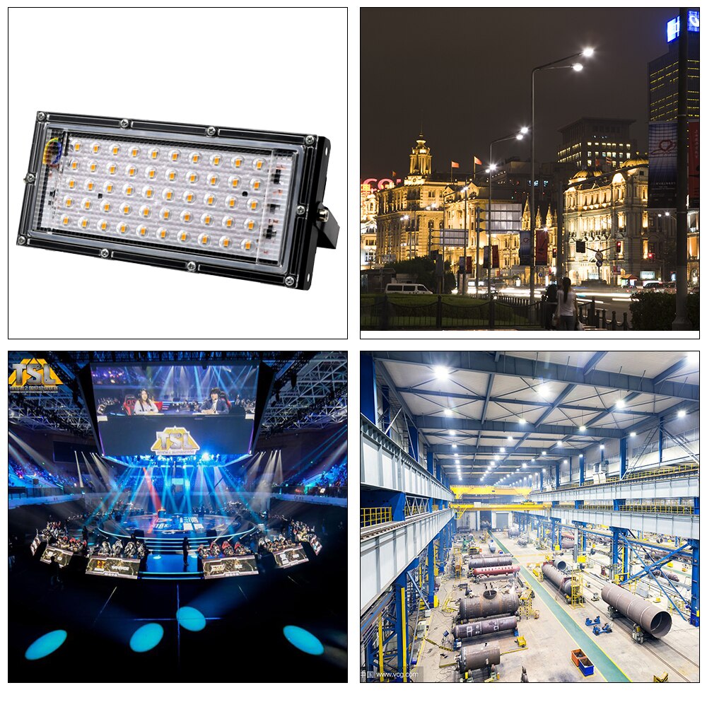 4pcs 50W LED Flood Light AC 220V 230V 240V IP65 Waterproof Outdoor Floodlight Spotlight LED Street Lamp Wall Lighting Reflector