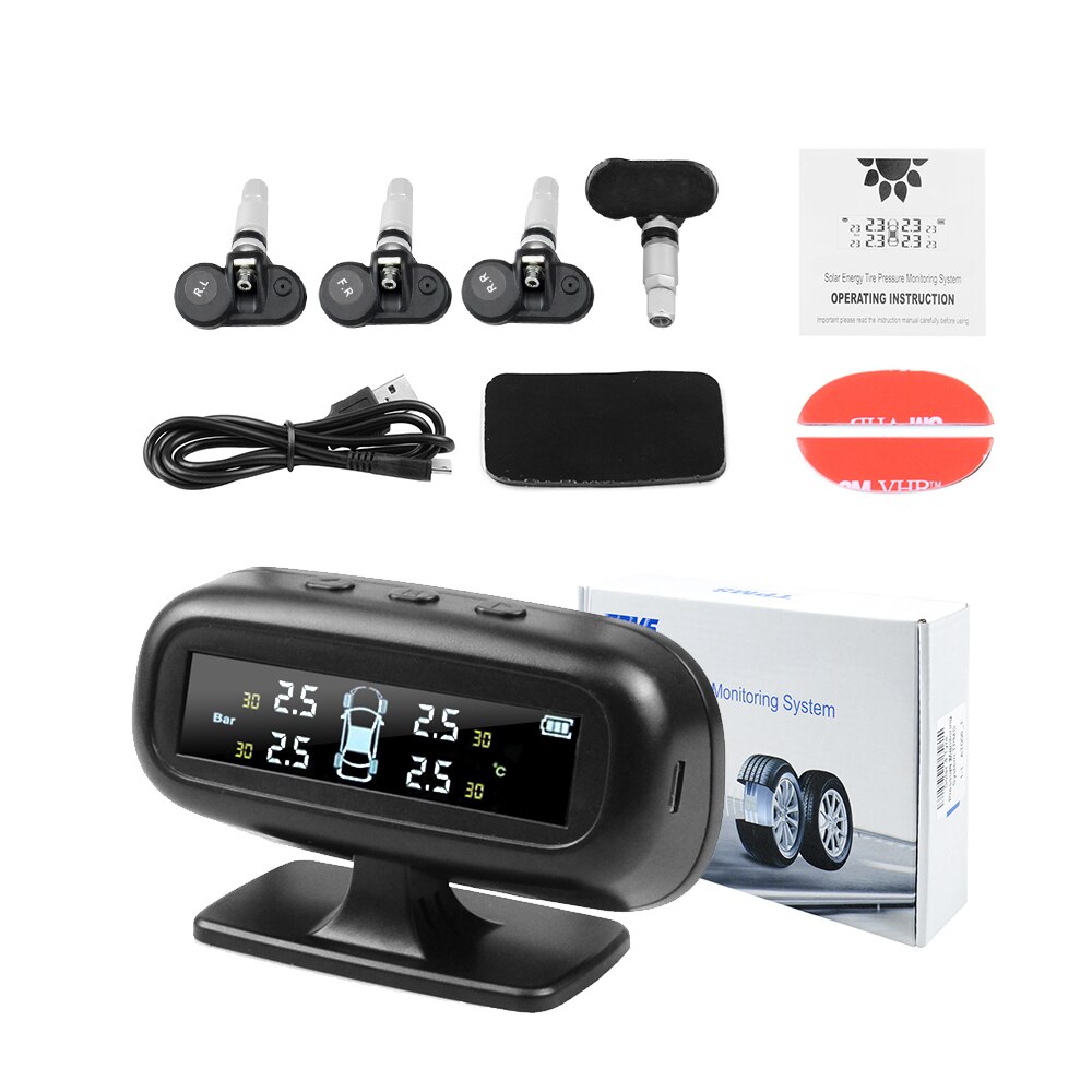 Smart Car TPMS Tyre Pressure Monitoring System Solar Power Digital LCD Display Auto Security Alarm Systems Tyre Pressure