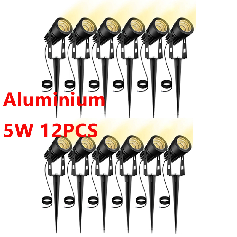 Hem aluminium led trädgårdsbelysning 5w utomhus spik gräsmatta lampa vattentät belysning led spotlights 0.5 meter kabel  ac110 v 220v dc12v