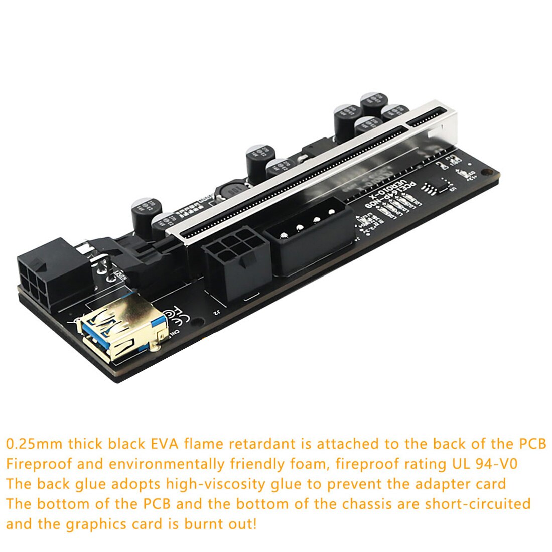 Versie 010-X Pcie 1x Tot 16x Usb 3.0 Extension Card Met 6P Naar Sata Kabel Voor Gpu Grafische card Powered Riser Card Adapter