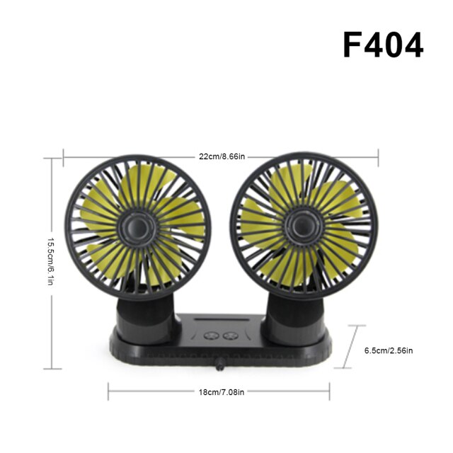 Hoofdsteun 360 Graden Alle-Ronde Verstelbare Car Auto Air Cooling Dual Head Fan W/5 Blades Auto auto Cooler Ventilator Auto Fan: F404