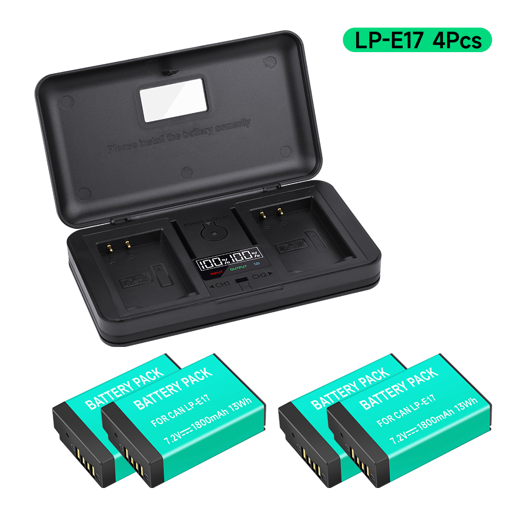 PALO-Batería de cámara LP-E17 LPE17 LP E17, cargador multifuncional para Canon EOS R8 RP 200D 250D M3 M5 750D 760D T6s 800D: Verde