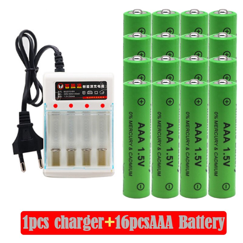 Alkaline 3000mAh 1.5V AAA Alkaline Battery AAA rechargeable battery for Remote Control Toy Batery Smoke alarm with+ charger: Black