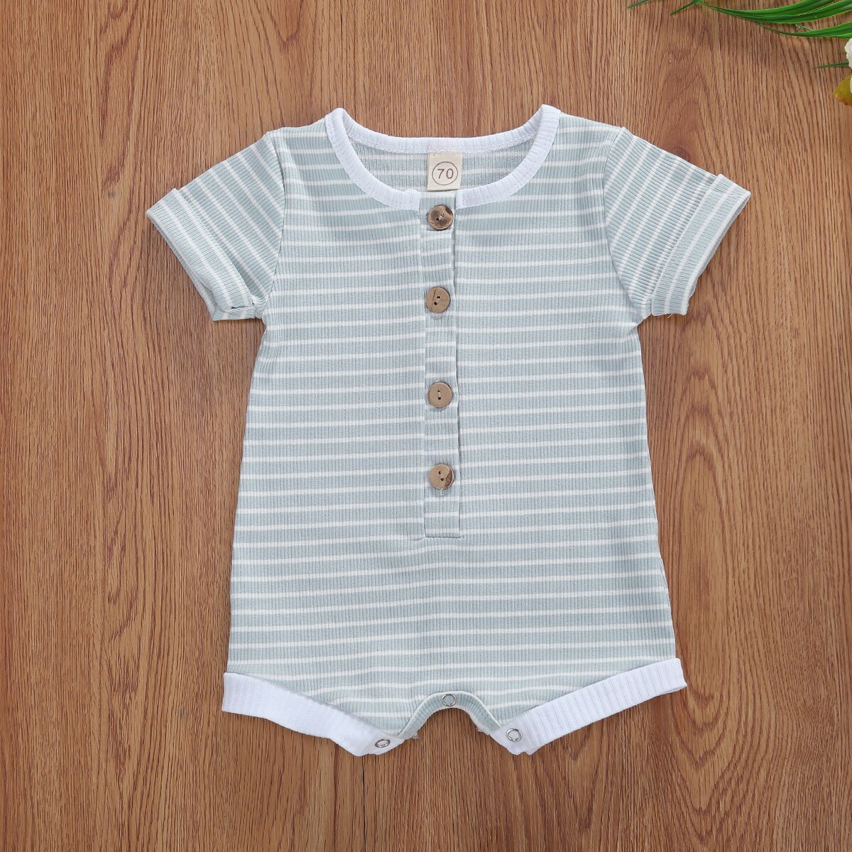 0-18M infantile bébé filles garçons barboteuse rayé imprimé manches courtes simple boutonnage combinaisons 5 couleurs