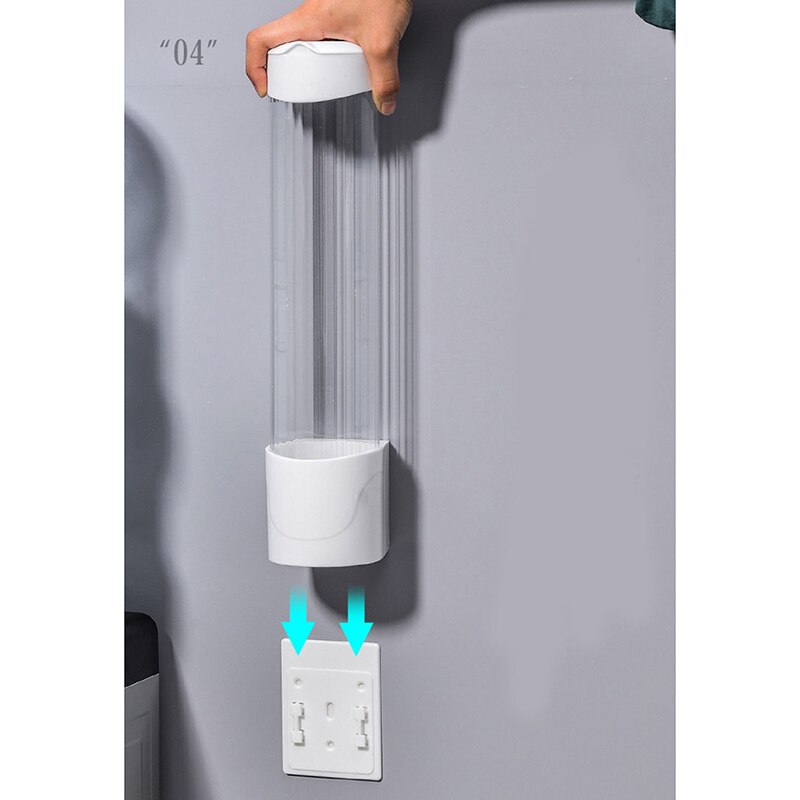 Disposable Paper Cups Dispenser Plastic Wall Mounted Automatic Cup Storage Rack