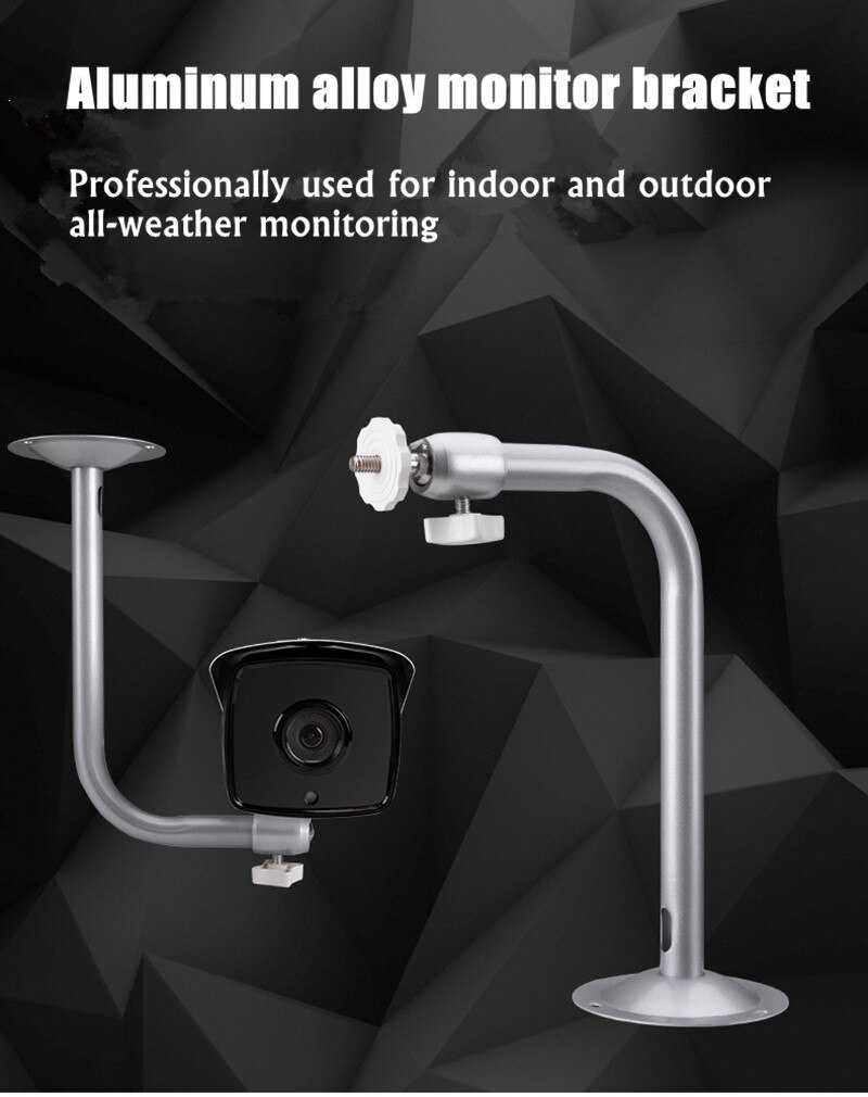 Silver Aluminum L Shape Adjustable CCTV Camera Wall Mount Ceiling Bracket Installation Arm 230mm