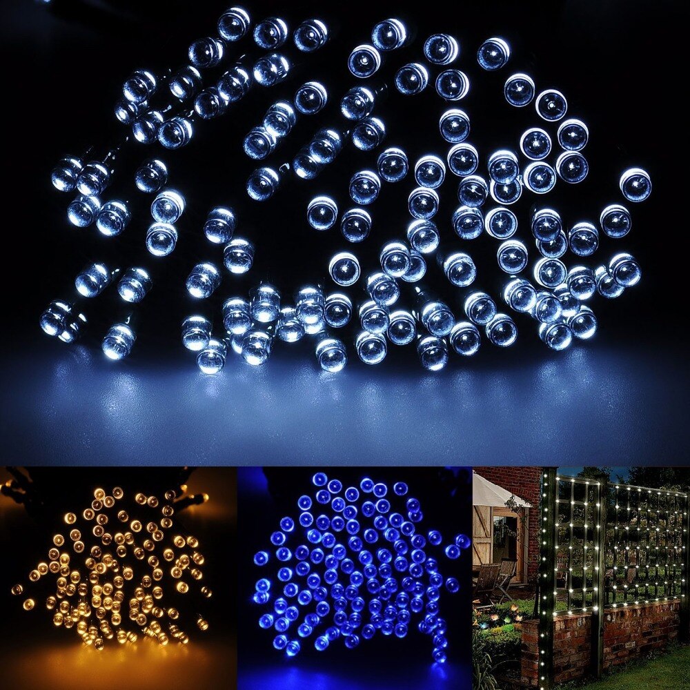 Guirlande Lumineuse Solaire 13M 100 LED Blanc Chaud - 8 Modes Éclairage Extérieur Étanche