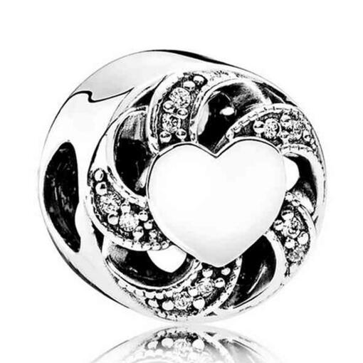 Echt 925 Sterling Zilveren Kralen Lint Hart Charme Fit Originele Mode Charms Armband Diy Vrouwen Sieraden