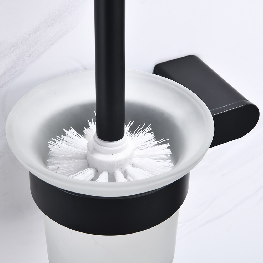 Toilet Brush Holders Stainless Steel Matt Black Toilet Bowl Brush Clean Ceramic Bathroom WC Accessories