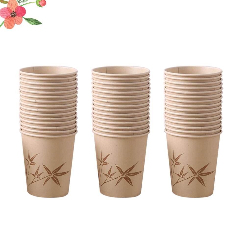 50pcs Paper Cups Disposable Exquisite Thick Bamboo Fiber Decorative Paper Cups for Party Birthday Wedding