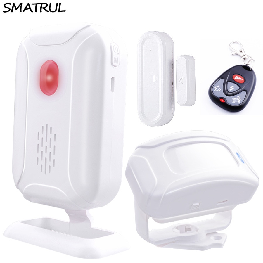 SMATRUL sans fil sonnette bienvenue IR infrarouge capteur de mouvement alarme 280M gamme maison magasin porte cloche magnétique carillon veilleuse sourd