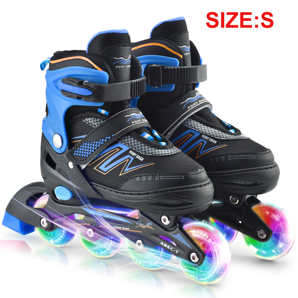Adjustable Inline Skates with Illuminating Wheels for Kids Boys Girls Outdoor Skates Shoes Roller Skates for Adult Women Men: Blue S