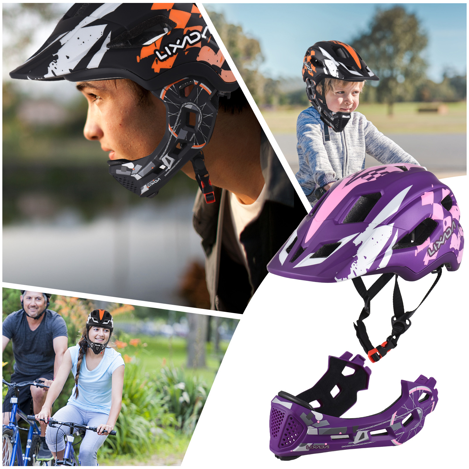 Kids Cycling Helmet Detachable Full Face Helmet Adjustable Cycling Helmet Bicycle helmet for Children Cycling bike accessories