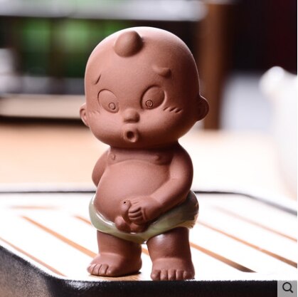 Tea Pets Ornament Chinese Folk Art Purple Clay Home Decoration Figurines Little Monk Baby Boy Spray Pee Crafts: C