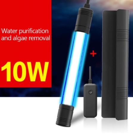 Fish Tank UV Disinfection Lamp Aquarium Sterilizer Germicidal Lighting withTiming Waterproof Bright Aquarium Sterilizer Lamp: AUV-10A 10W