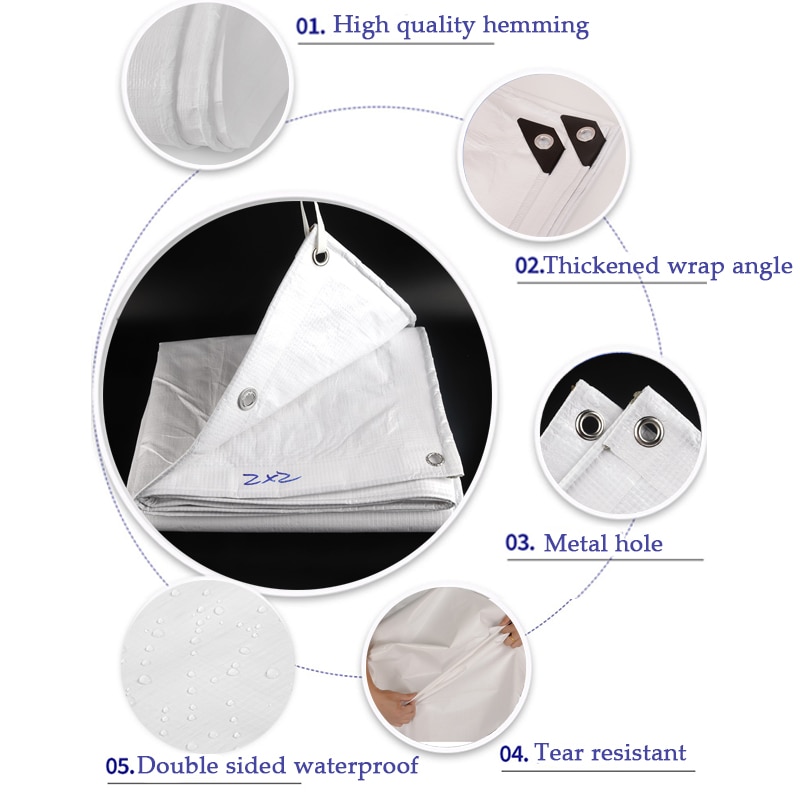 Lona grossa da barraca de 0.32mm ao ar livre branco jardim plantas toldo pano caminhão do carro à prova de chuva de encerado pano pátio