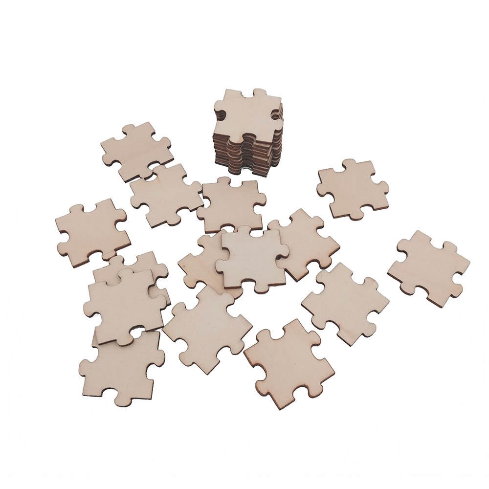 100 Pcs 20 Mm 0.78 Inch Blanco Puzzel Stukken Blank Houten Puzzels Diy Plain Puzzel Stukken Voor Ambachten, arts, Kaart Maken