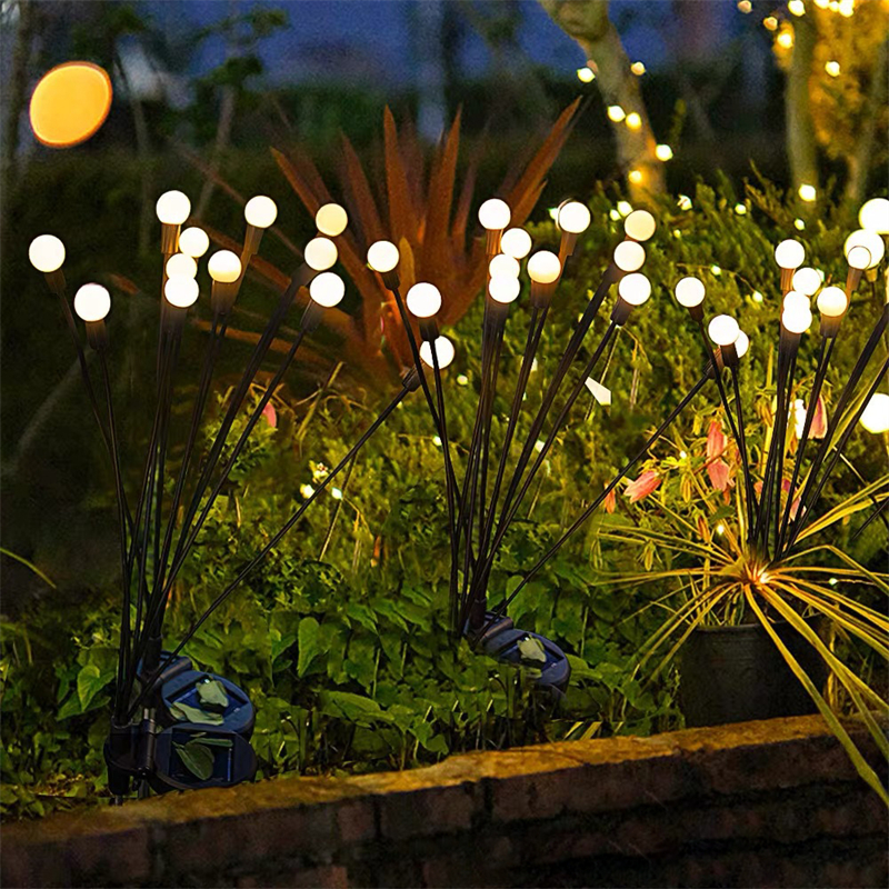 1 ~ 2 pçs luzes solares do jardim firefly luzes de assoalho ao ar livre 6/8/10led luzes jardim bola decorativa luzes para jardim decoração ao ar livre