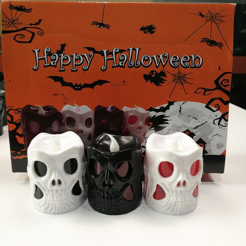 Halloween decoratie led nachtlampje op batterijen spinnenweb schedel houder lamp lantaarn feest decoratieve kleine lantaarn