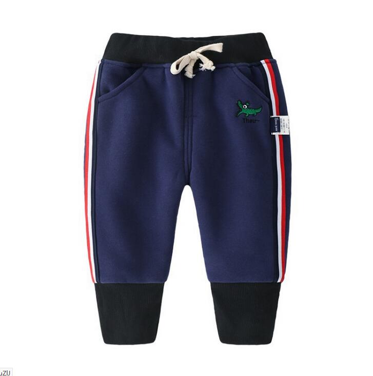 Emmababy 3-6Years Kid Jongens Herfst Winter Warme Dikke Pocket Elastische Taille Sport Broek 3 Kleur: Blauw / 5T