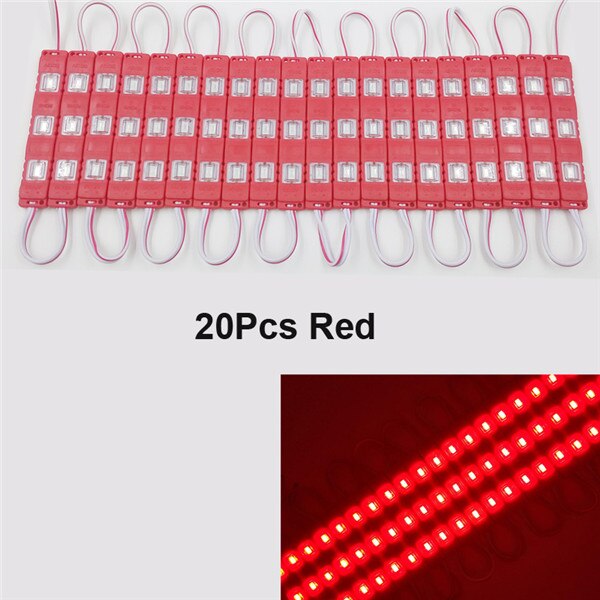 20ps 10ps ip65 5730 3 led modul vandtæt varm hvid, ren hvid, rød, grøn, blå, pink, gul sprøjtestøbningslys til  dc 12v: 20 stk rød
