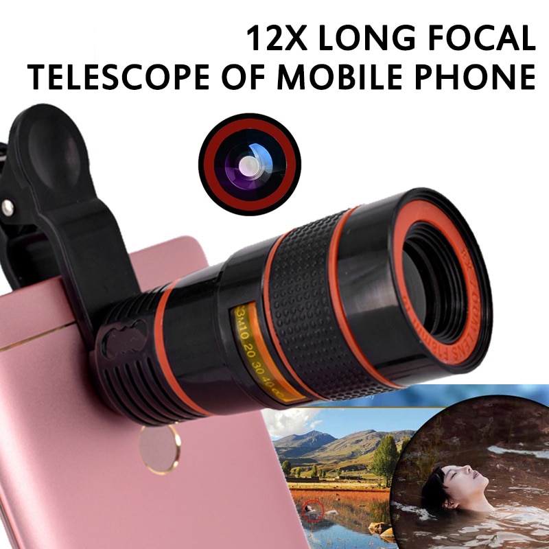 Universal 12X Zoom HD Telefon Kamera Objektiv Clip Handy Teleskop Objektiv Für IPhone Xiaomi Externe Teleskop Telefon Zubehör