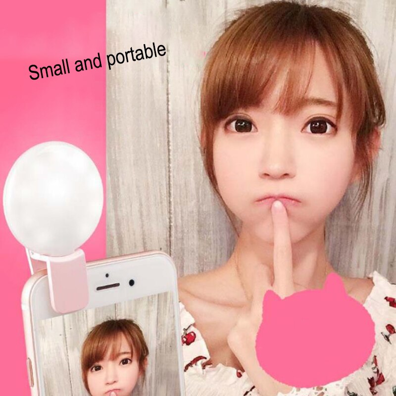 Mini teléfono móvil con Flashes y luces para Selfie, luz LED portátil recargable, gran capacidad de batería