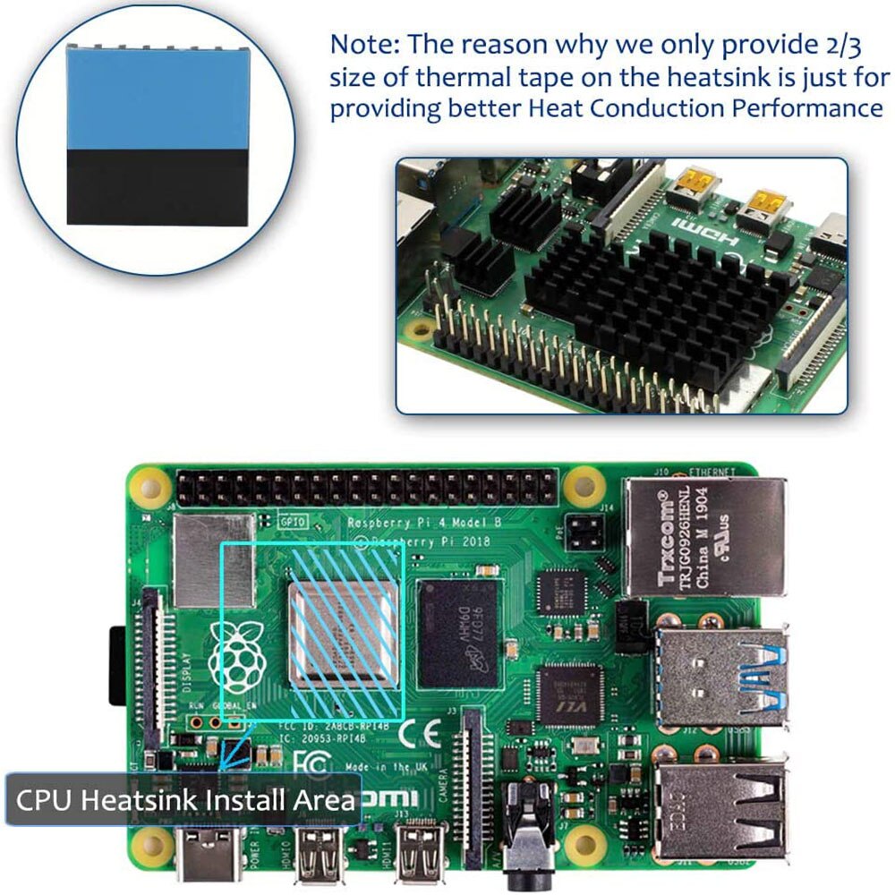 Boîtier BIFACE en Aluminium Raspberry Pi avec dissipateur thermique ventilateur 35mm, remplaçable, couvercle supérieur amovible pour Pi 4 modèle B/ 4B (modèle V) noir