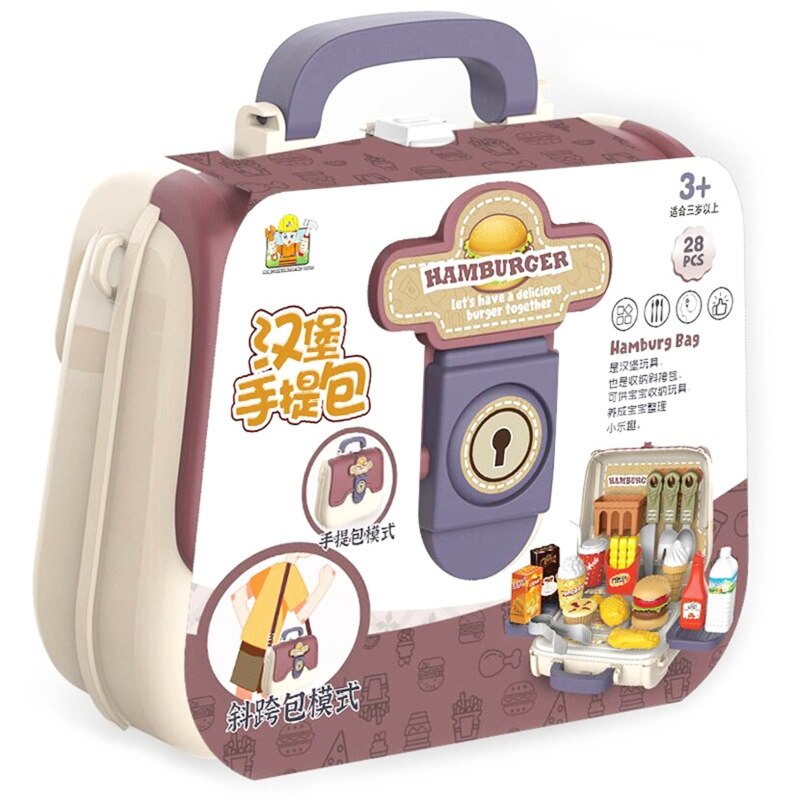 Mädchen Simulation Kochen Lebensechte Mini Lebensmittel Hamburger Rucksack Multifunktionale Küche Tragbare Pädagogisches Spielzeug