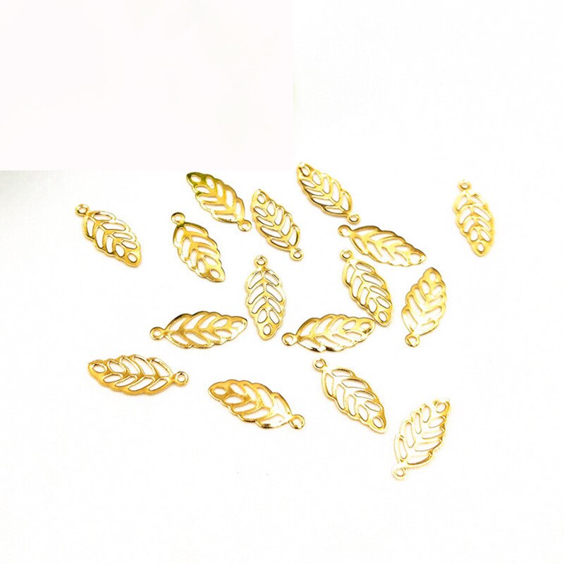 50pcs/lot 13*5.5mm Stainless Steel Hollow Out Leaves Pendants Charms Gold Color Tree Leaf Charms for Diy Jewelry Making Findings: Default Title