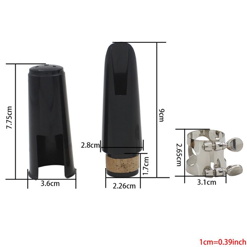 Kit d&#39;embout de clarinette avec Ligature, un roseau et capuchon en plastique ~ noir
