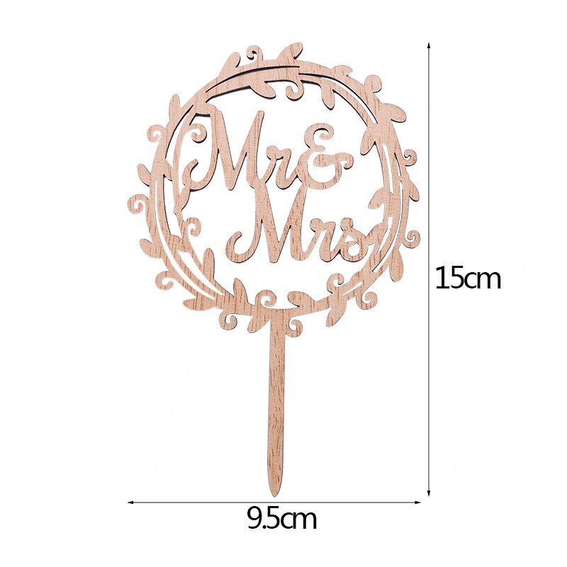 Mr&Mrs Love Just Married Wooden Letters Wedding Cake Topper Wedding Cake Decorations Engagement Party Supplies Cake Insert Cards: B09-1pcs