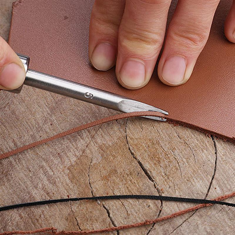 Rond Leren Mes DIY Eén Stuk Slijppoeder Staal Scherpe Blad Ebbenhouten