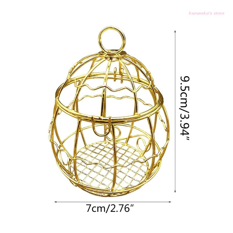 Mangeoire d&#39;extérieur pour oiseaux, petit support de boule de graisse suspendue, outil d&#39;alimentation facile à remplir, Durable en métal doré, mangeoires à boules de suif pour oiseaux