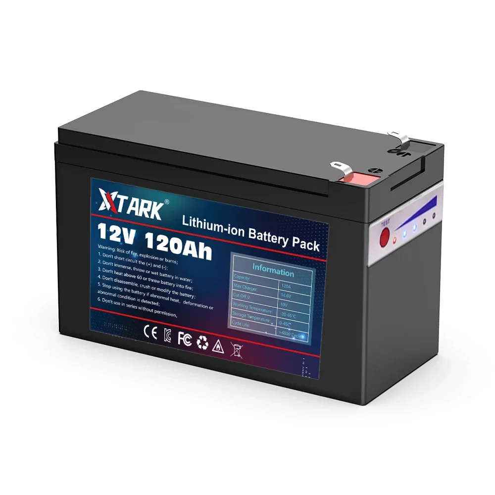 2024 verbesserte Lifepo4 Lithium-Batterie 12V 120ah tragbare wiederauf ladbare Batterie eingebaute Power Display Port Aufladung