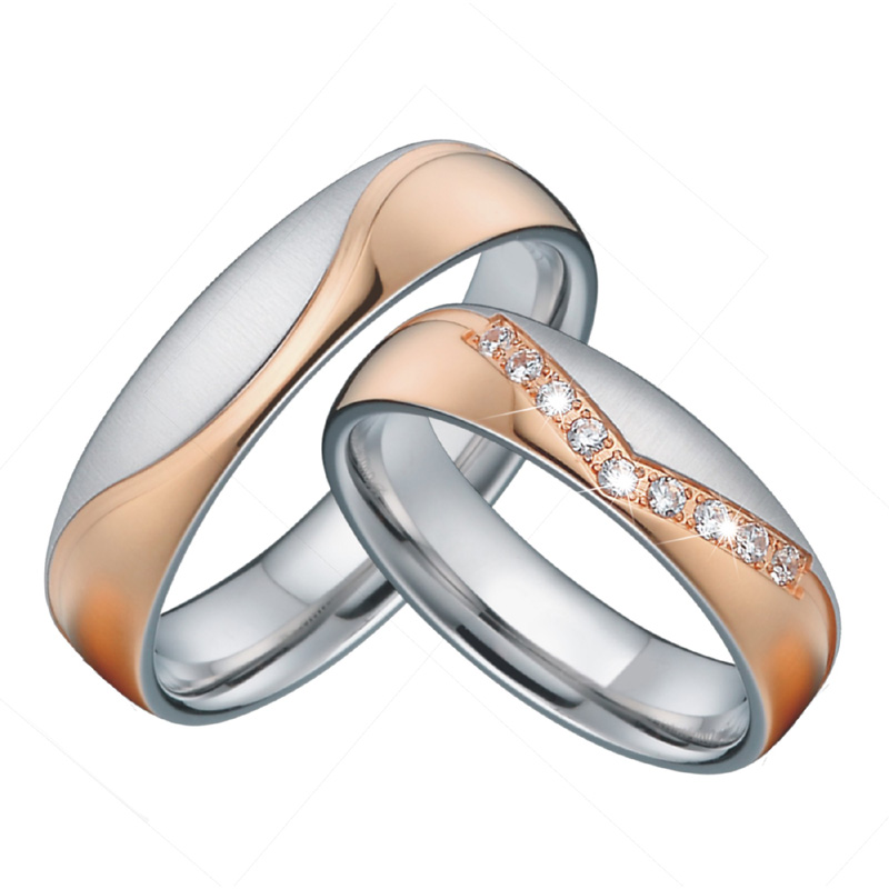 Voor hem en haar crown set Allianties Paar Trouwringen voor mannen en vrouwen meisjes cz zirconia Rose gold Kleur roestvrij staal